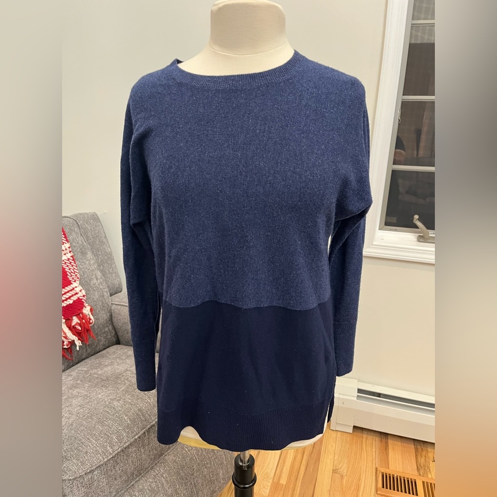 Athleta Women Sweater XS‎ Blue Wool Cashmere Blend Long Sleeve Crewneck